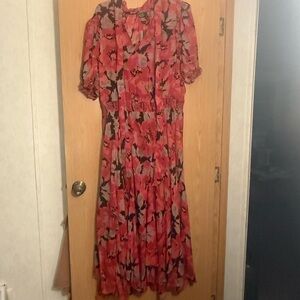 Polo by Ralph Lauren Pink and Black Floral Maxi Dress
